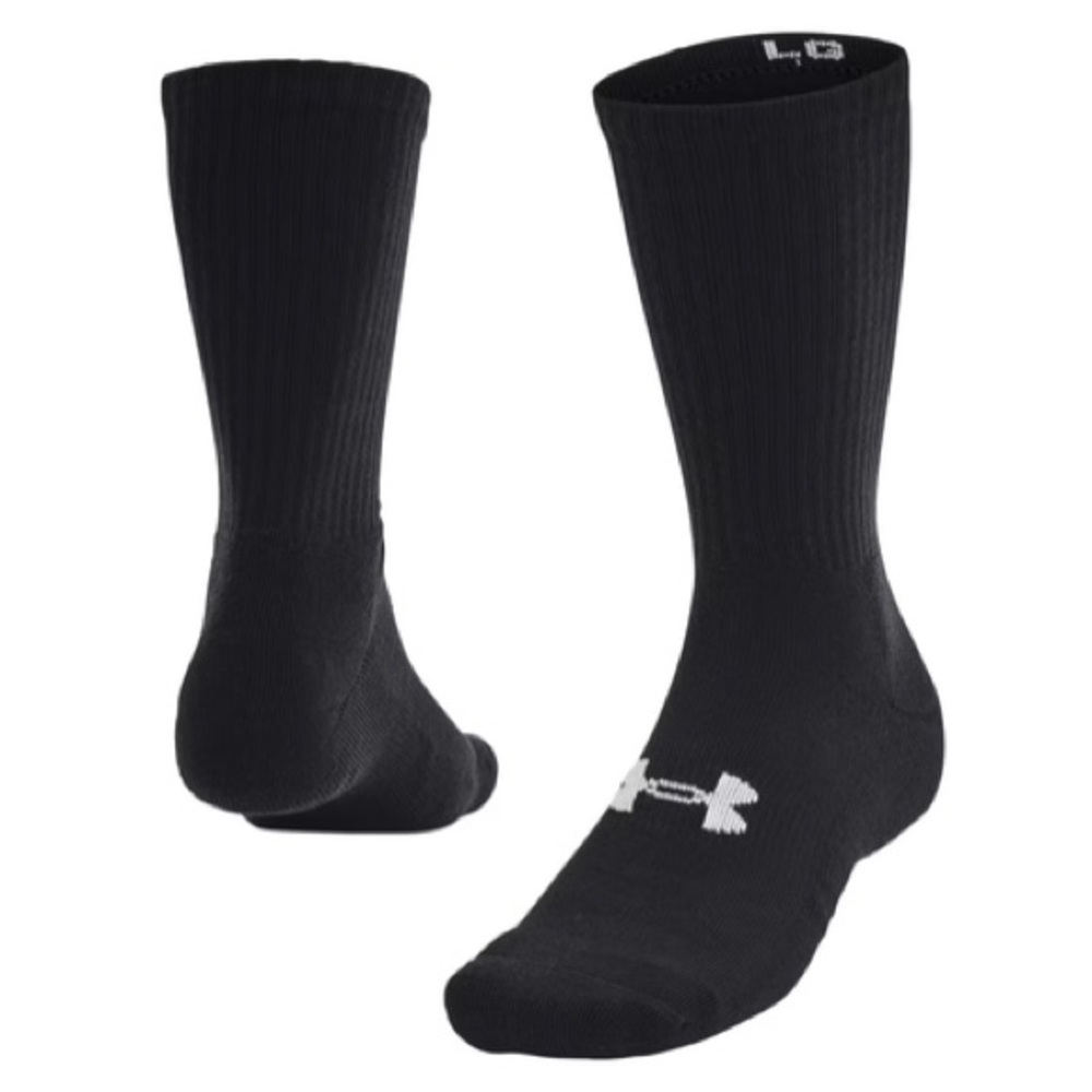 UNDER ARMOUR UA Tactical Heatgear Cushioned Mid-Crew Height Socks - BLACK/WHITE